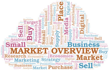 Obraz premium Market Overview word cloud. Vector made with text only.