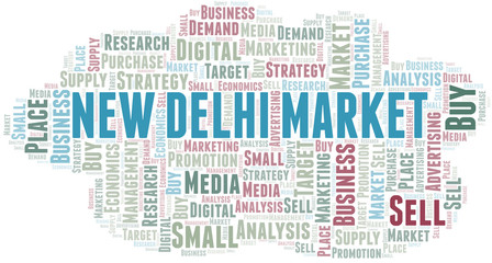 New Delhi Market word cloud. Vector made with text only.