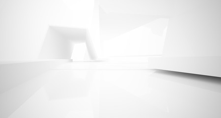 Abstract white interior with window. 3D illustration and rendering.