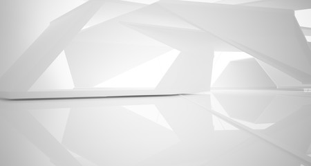 Obraz premium Abstract white parametric interior with window. 3D illustration and rendering.