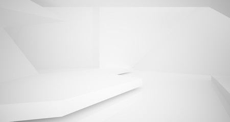Abstract white parametric interior with window. 3D illustration and rendering.