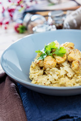 Chicken with Mustard and Rice