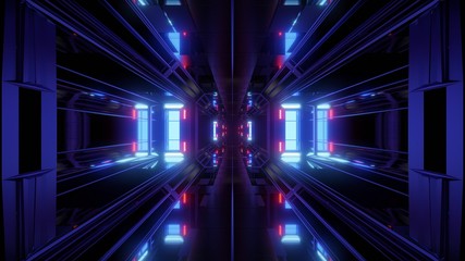 futuristic science-fiction tunnel corridor 3d illustration background