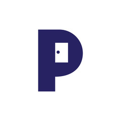 Letter p and negative door bold logo template