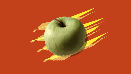 apples on red background