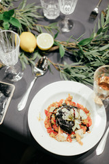  beautiful delicious dinner with table setting