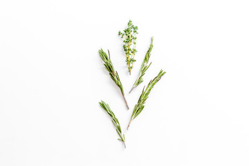 Healing herbs for medicine on white background top view