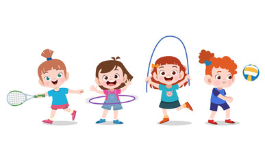 Kids playing various sports vector illustration