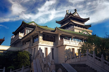 Fototapeta premium Guangzhou city, Guangdong, China. Liwan district, Xiguan Antique town. The Art Museum of Cantonese Opera. The design proposal borrows the essence of the art of Cantonese opera and Lingnan garden.