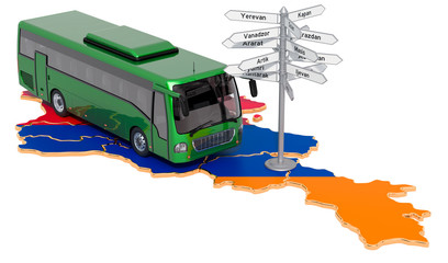 Armenia Bus Tours concept. 3D rendering