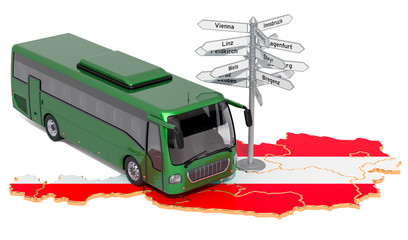 Austria Bus Tours concept. 3D rendering