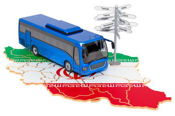 Iran Bus Tours concept. 3D rendering