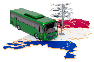 The Netherlands Bus Tours concept. 3D rendering