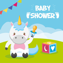 unicorn pacifier toy baby shower card