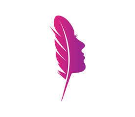 feather beauty face logo design template
