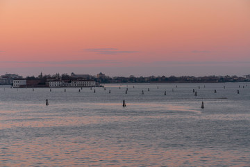 Naklejka premium Morning over Venice, Italy, March 2019 from the Hotel view