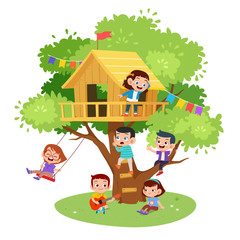 Obraz na płótnie Canvas kids tree house vector illustration