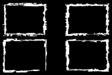 Set of frames in grunge style. Abstract backgrounds with space for text. Templates for posters, icons, badges. Vintage worn texture