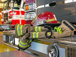 Firefighter gear on the fire truck