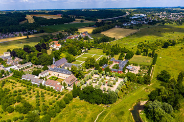 Fototapeta na wymiar Aerial view, Château St. Gerlach, Valkenburg, Maastricht, Netherlands, Jul 2019
