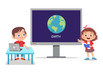 Illustration of Kids Using Computers