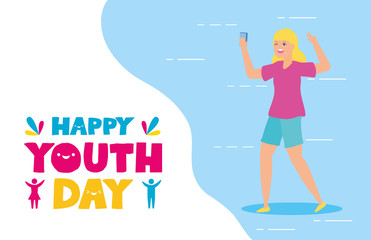 people happy youth day flat design