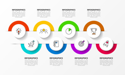 Infographic design template. Timeline concept with 8 steps