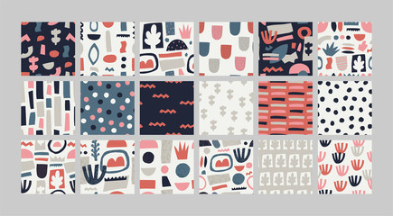 Obraz premium Set with abstract seamless pattern. Creative vector illustration for backdrop, textile print, flooring. Isolated. Vector Illustration. 