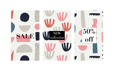 Cut out style texture. Set of trendy modern abstract stories templates. Trendy design poster, cover, card design.