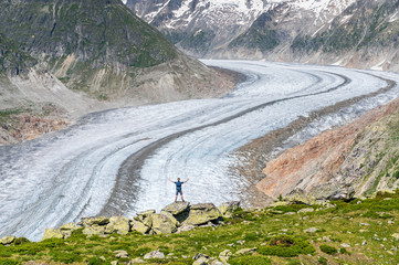 view over the mighty Aletsch Glacier in Switzerland