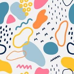 Trendy vector seamless pattern with brushstroke in fresh pastel colors. Hand drawn modern design for card, print on clothes.