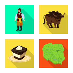 Vector illustration of traditional and tour icon. Collection of traditional and landmarks vector icon for stock.