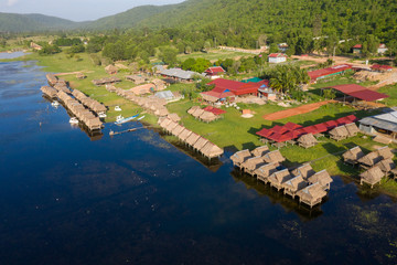 The floating village on the water (komprongpok) of Tonle Sap lake. Cambodia