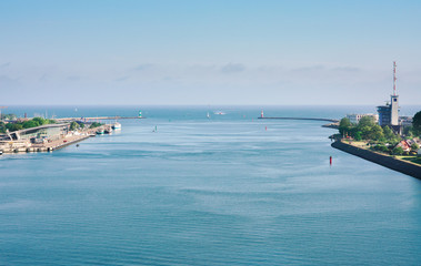Ansicht vom Hafen in Rostock Warnemünde, Deutschland