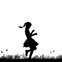 vector, isolated, silhouette girl, child, rejoices