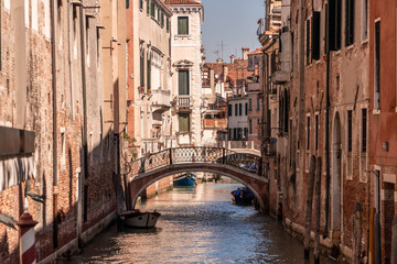 Fototapeta na wymiar Venice, Italy, Street Canals and Tipical Buildings