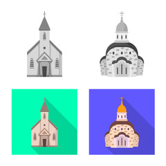 Isolated object of cult and temple symbol. Collection of cult and parish stock symbol for web.