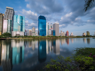 Fototapeta premium Wonderful view of Benjakitti Park Bangkok ,Thailand.