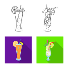 Vector design of liquor and restaurant sign. Set of liquor and ingredient stock vector illustration.