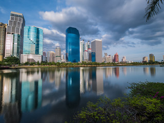 Fototapeta premium Wonderful view of Benjakitti Park Bangkok ,Thailand.