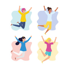 people happy youth day flat design