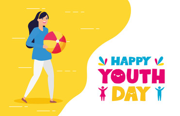 people happy youth day flat design