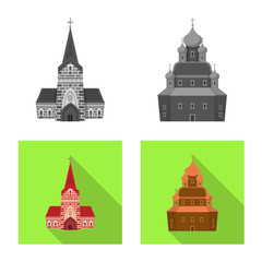 Isolated object of cult and temple sign. Collection of cult and parish stock symbol for web.
