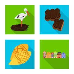 Vector illustration of traditional and tour logo. Set of traditional and landmarks vector icon for stock.