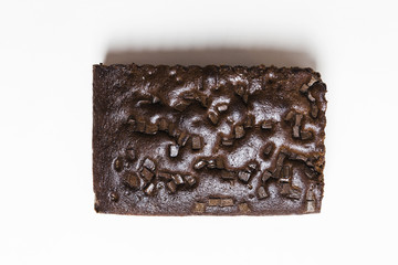 Top view baked chocolate cake