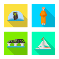 Vector design of journey and exotic icon. Set of journey and national vector icon for stock.