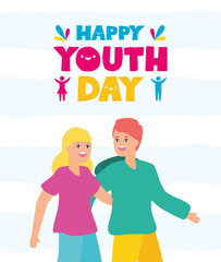 people happy youth day flat design