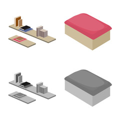 Vector design of bedroom and room symbol. Collection of bedroom and furniture stock vector illustration.