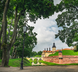 Medieval castle in Nesvizh, Belarus - Belarussian Historical Heritage of Radzivil Family. Panoramic...