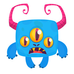 Funny cartoon monster. Vector Halloween illustration
